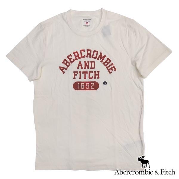 アバクロ Tシャツ メンズ 半袖 トップス オフホワイト レッド Abercrombie&Fitch アバクロンビー&フィッチ A&F アメカジ  ファッション ブランド 164