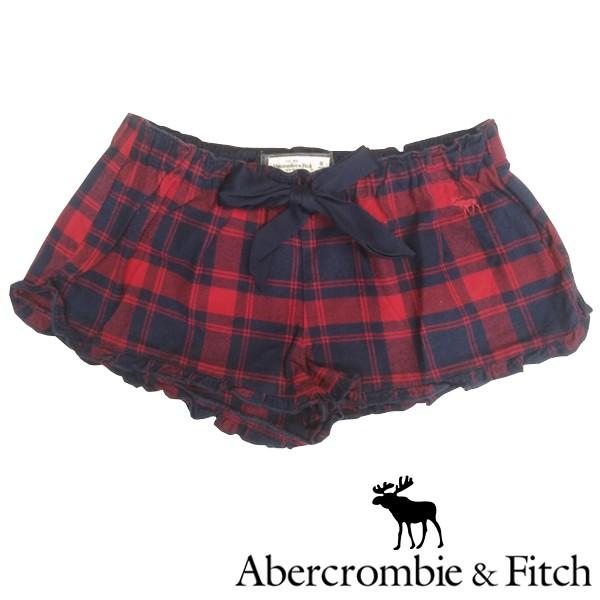 アバクロ Abercrombie&Fitch アバクロンビー＆フィッチ レディース チェック リボン ショート パンツ ネイビー レッド 1ポイント  正規 A&F