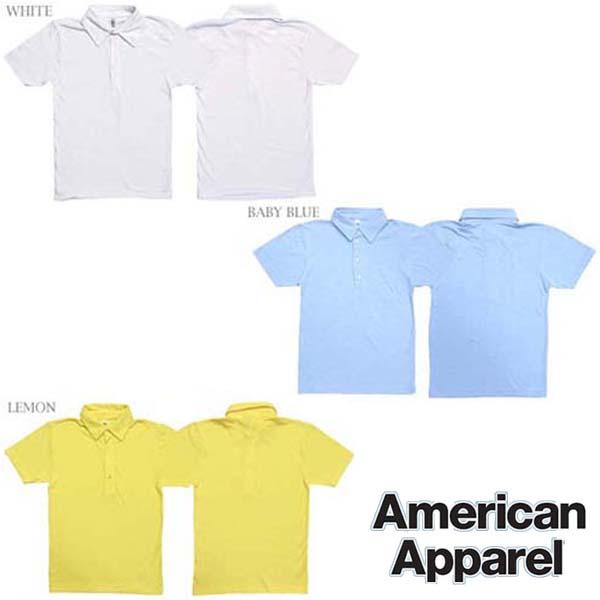【セール】 アメリカンアパレル ポロシャツ Q412 3色 American Apparel メンズ レディース 半袖 トップス シャツ ホワイト ブルー イエロー ブランド