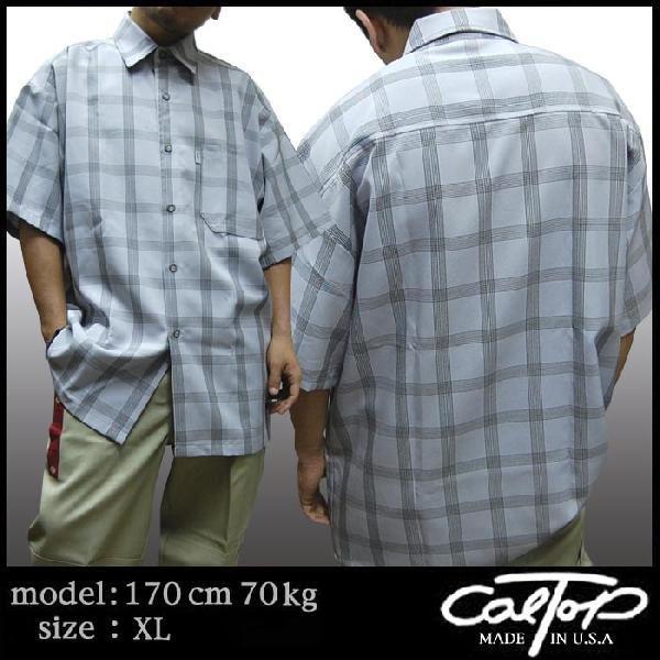 25%OFF】 CALTOP チェック柄 半袖シャツ チェックシャツ グレー