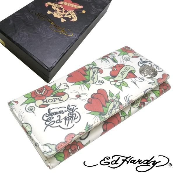 Ed Hardy 【訳あり・アウトレット】Ed エドハーディー 合皮 二つ折り
