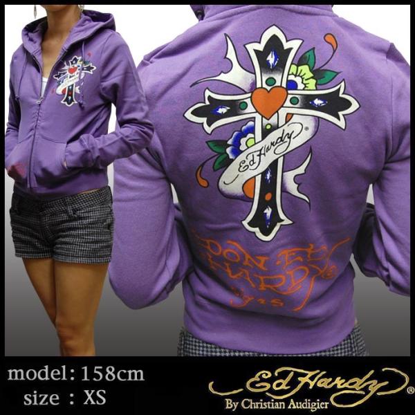 新品、タグ付き　Ed Hardy グラデーションパーカー　パープル crs_edhardy-jkt-w01