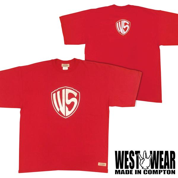G-way メンズ 半袖 Tシャツ WS プリント 枠 ロゴ レッド WEST WEAR GFL 