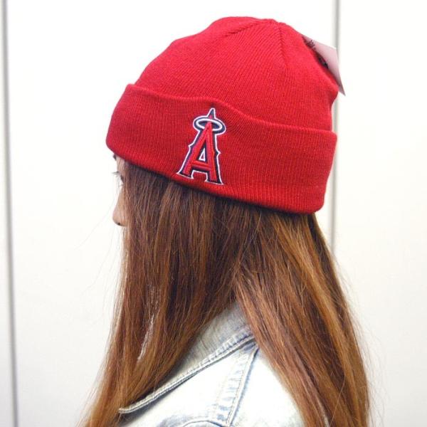 ニットキャップ ロサンゼルス エンゼルス ロゴ レッド MLB メジャーリーグ ANGELS ビーニー メンズ レディース ニット キャップ  ストリート HIPHOP ニット帽