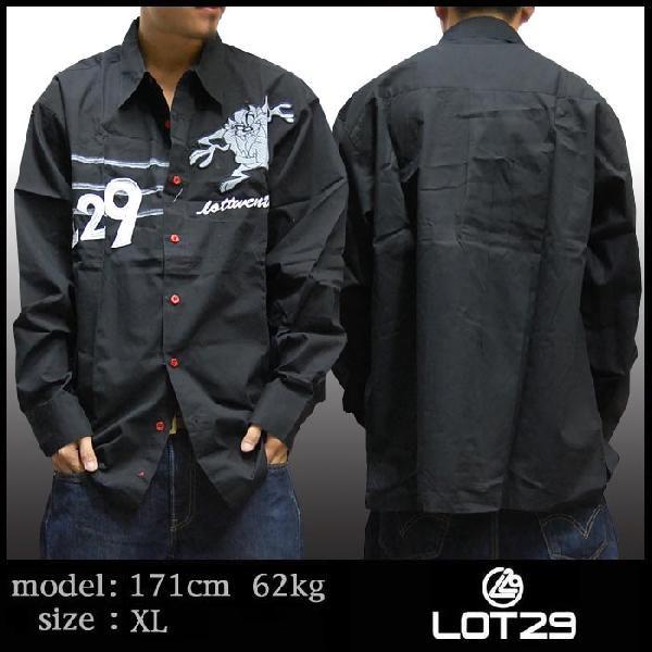 30%OFF】 LOT29 長袖 シャツ ブラック ボタン HIPHOP ヒップホップ 