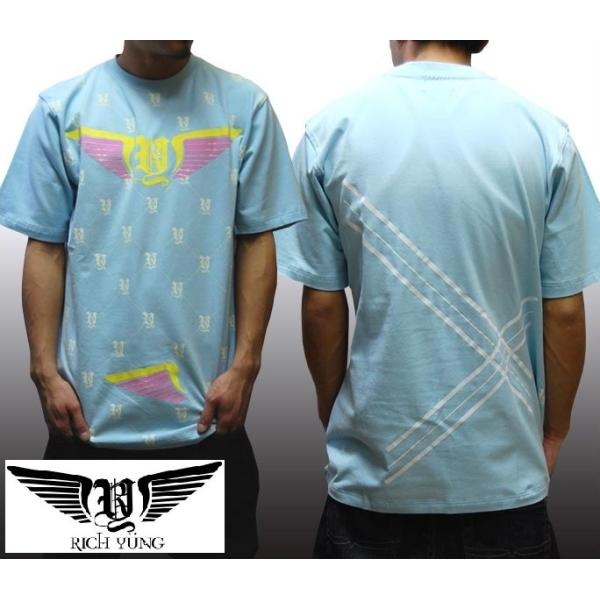 RICH YUNG リッチヤング モノグラム Tシャツ ライトブルー