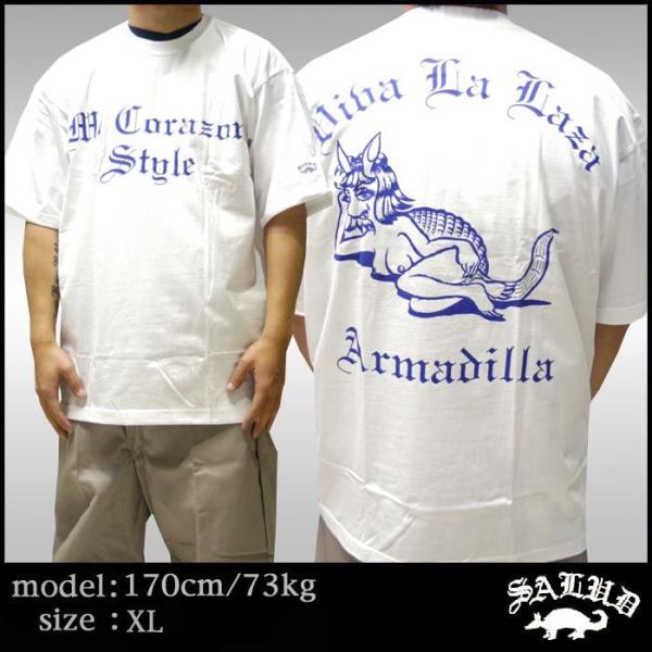 SALUD サルー メンズ 半袖 Tシャツ ホワイト ブルー 019-2 チカーノ