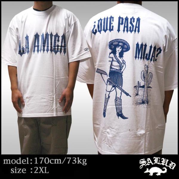 SALUD サルー メンズ 半袖 Tシャツ ホワイト ブルー 010-2 チカーノ