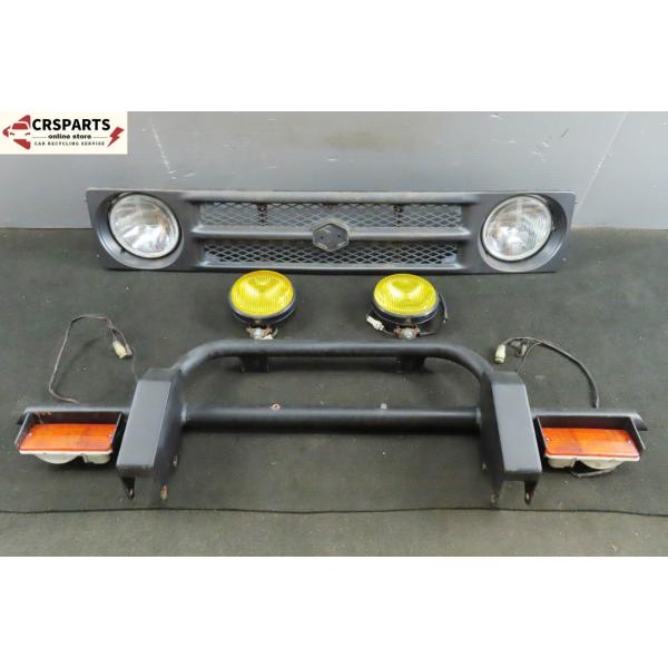 【即決】★送料込★ 希少 当時物 ジムニー JA11V 純正 フロント グリル 社外 パイプ  ガード しし狩り 黄フォグ ヘッド 中古 15272
