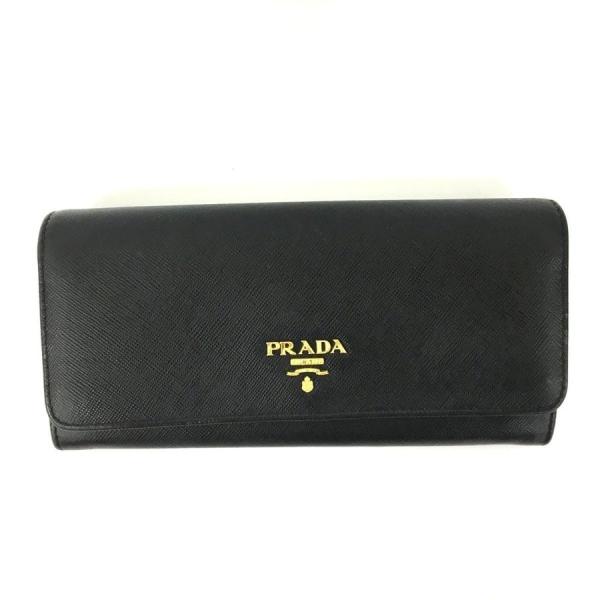 PRADA(プラダ) 二つ折りZIP長財布 長財布 ブラック サフィアーノ