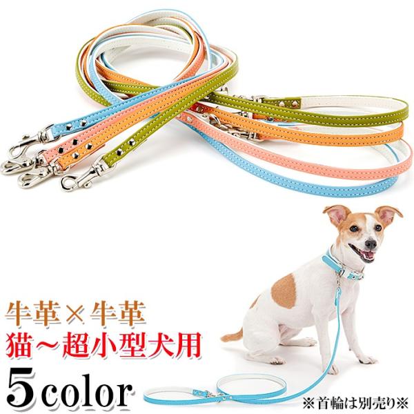 あおページ　中型犬用首輪とロングカフェリード　ホワイト×サンド あおページ 中型犬用首輪とロングカフェリード ホワイト×サンド あお