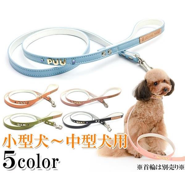 犬 リード 名前入り おしゃれ 革 レザー 小型犬 中型犬 名入れ