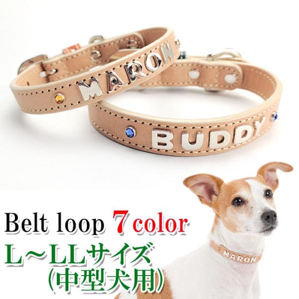 犬 首輪 名前入り おしゃれ 革 中型犬 犬首輪 犬の首輪 ヌメ革カシメイニシャル首輪