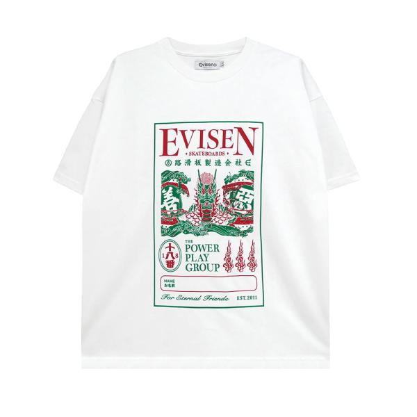 EVISEN T-SHIRT エビセン Tシャツ DRAGON LABEL WHITE スケートボード スケボー