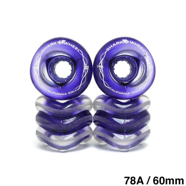 SHARK WHEEL シャークウィール ソフトウィール（クルーザー） CALIFORNIA ROLL（78A）CLEAR PURPLE HUB 60mm スケートボード スケボー