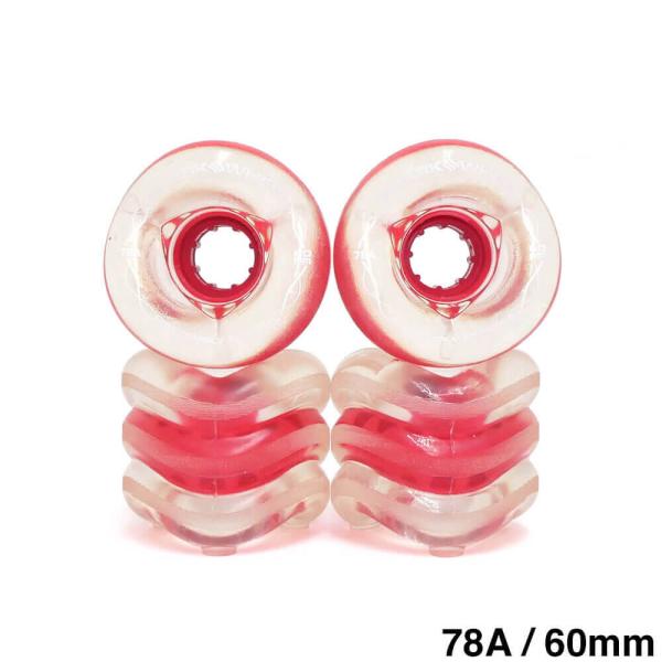 美品　シャークウィール 60mm 78a レッド　4個セット Amazon | Shark Wheel 60mm 78a スケートボードホイール、クリア