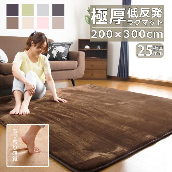 低反発ラグマット 新品 ラグ 低反発 極厚25mm 200×300cm 厚手 滑り止め ラグマット カーペット