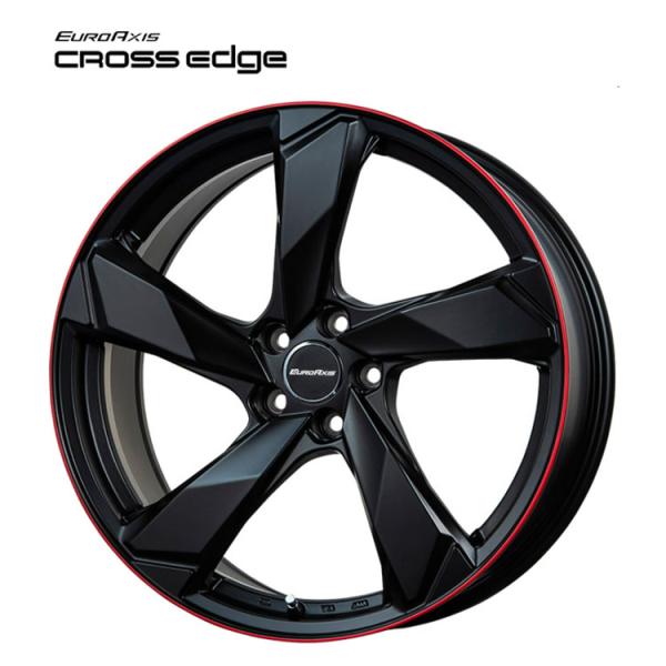 18インチ 5H108 7.5J 7.5J+49 5穴 ホイール 【1本単品 新品】 マットブラック/レッドリム CROSS Edge 送料無料 ユーロアクシス