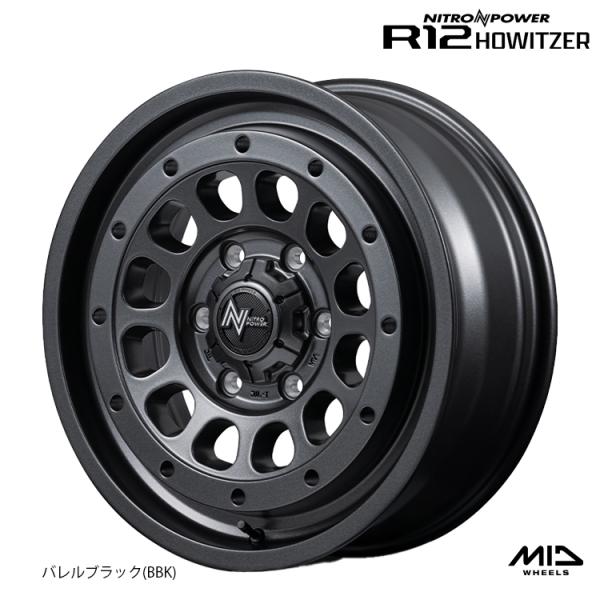 14インチ 4H100 4.5J 4.5J+45 4穴 ホイール 【2本セット 新品】  R12 HOWITZER 送料無料 ナイトロパワー