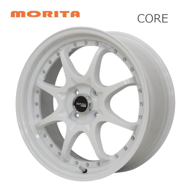 17インチ 4H100 7J 7J+40 4穴 ホイール 【1本単品 新品】 ホワイト BMS CORE 送料無料 森田システム