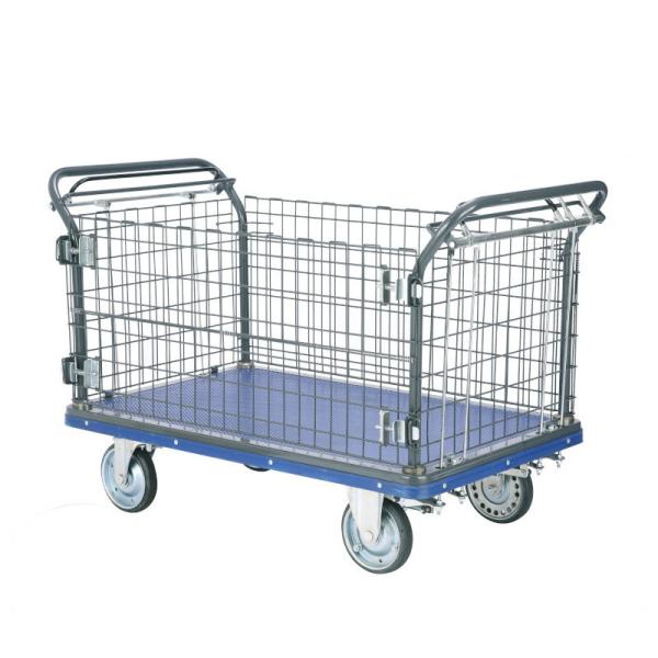 破格値下げ】 カゴ台車 カゴ 手押し台車 ハンドブレーキ付き カゴは