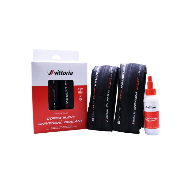 Vittoria（ヴィットリア） CORSA N.EXT TLR TWIN PACK ロードバイク ブラック タイヤ チューブレスレディ【店頭受取送料無料】