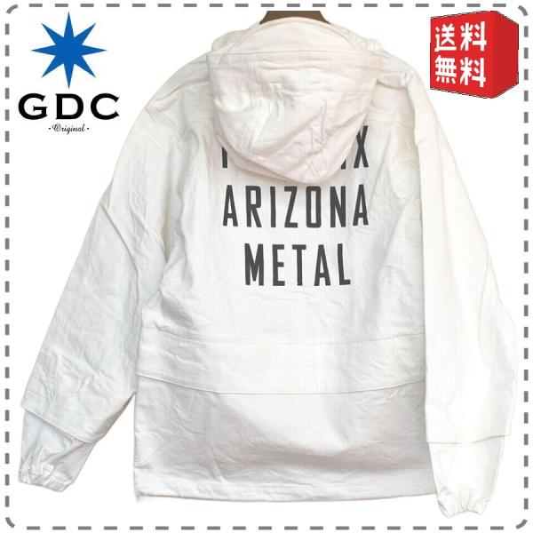 GDC メンズSサイズ 白 日本製 パーカーブルゾン バックプリント デニム