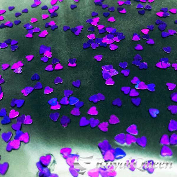 期間限定！30％オフセール♪ラメ フレーク レインボーパープ ル　ハート型 3mm 100g LBH800