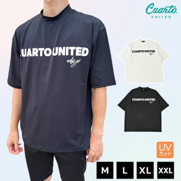 モックネックシャツ 半袖 フロントロゴ UVカット メンズ クアルトユナイテッド ゴルフウェア 23SS