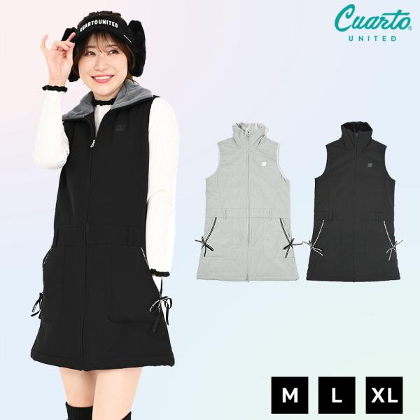 [Release date: November 10, 2025]軽くて暖かいナイロン素材のノースリーブ中綿ワンピース。両サイドのポケットにはリボンをあしらい、シンプルな中にも女性らしいアクセントをプラス。首元はファー素材であたたかく、顔ま...