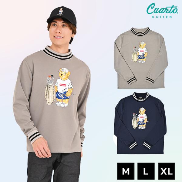 Teddy Bear ラインリブモックネックスウェット トレーナー 長袖 ピケ素材 メンズ クアルトユナイテッド ゴルフウェア 25FW