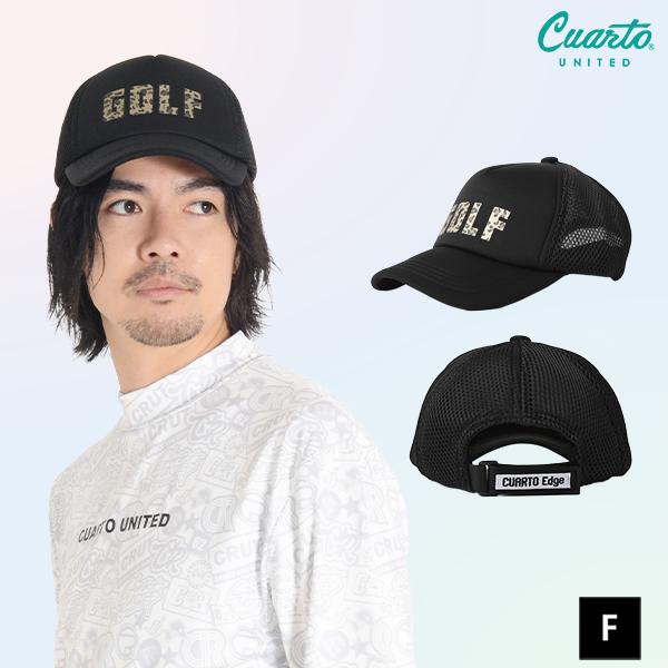 メッシュキャップ アニマル柄GOLFロゴ メンズ クアルトユナイテッド ゴルフグッズ 帽子 アウトレット 21FW ブラック