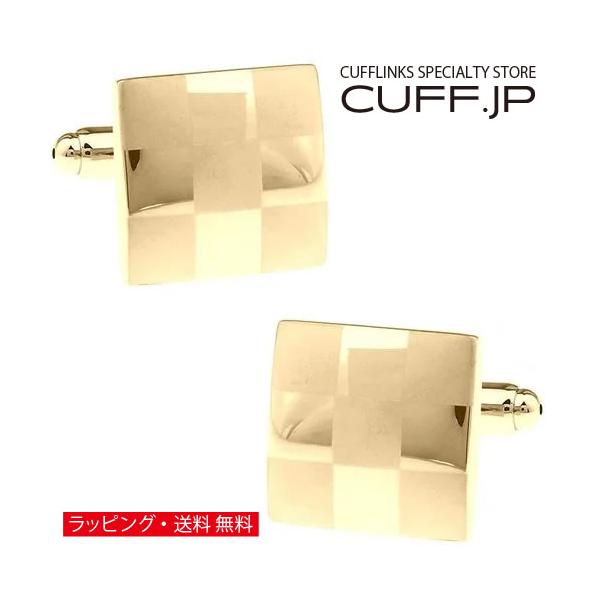 カフスボタン ゴールドチェック カフス カフリンクス