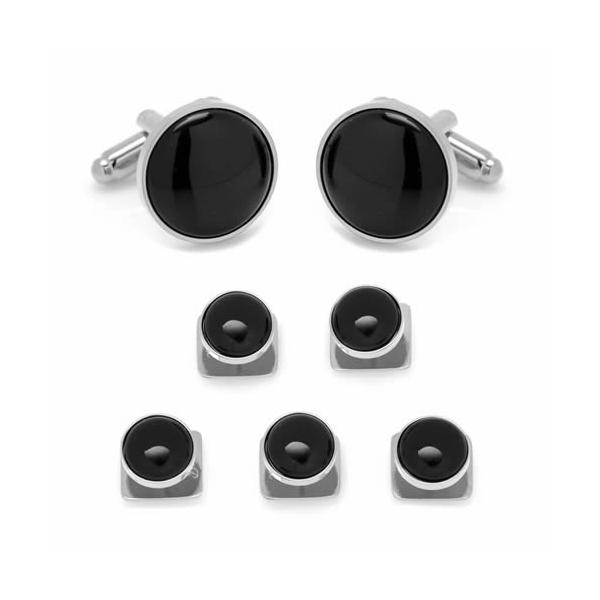 カフスボタン スタッドボタン セット シルバー オニキス カフス