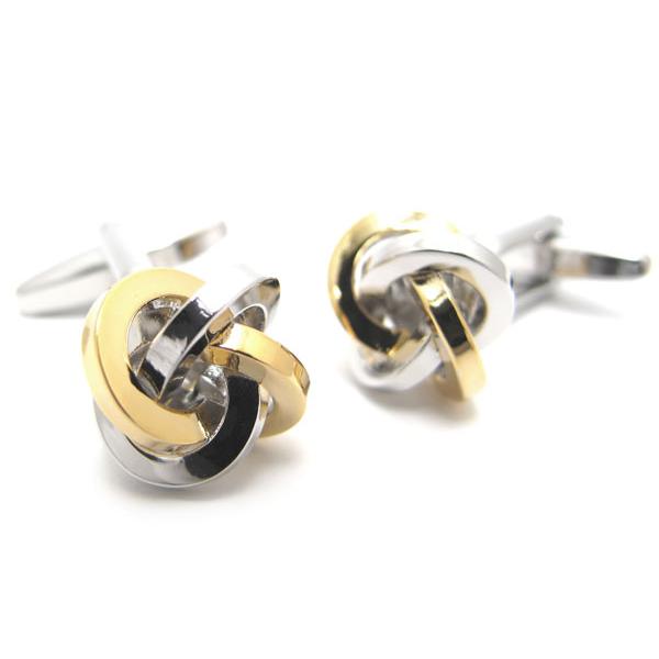 Simple2500 ゴールド＆シルバー 結 カフス カフスボタン カフリンクス