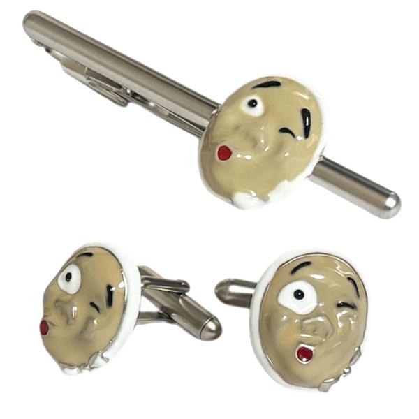 ひょっとこカフスボタン・ネクタイピンセット