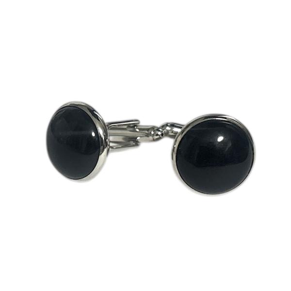 カフス ラウンドブラックオニキスカフスボタン・カフリンクス : 鎌倉
