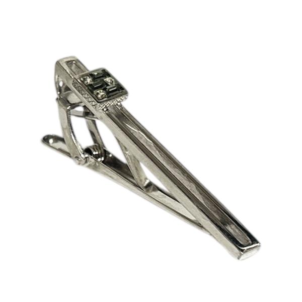 tat89 英国製 タテオシアン ネクタイピン シルバースワロフスキー ショート タイピン タテオシアン・スワロフスキークリスタルネクタイピン