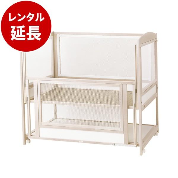 美品限定値下げ！ベビーベッド グレー レンタル延長：クワトロネット120（マット別）ベビーベッド国産