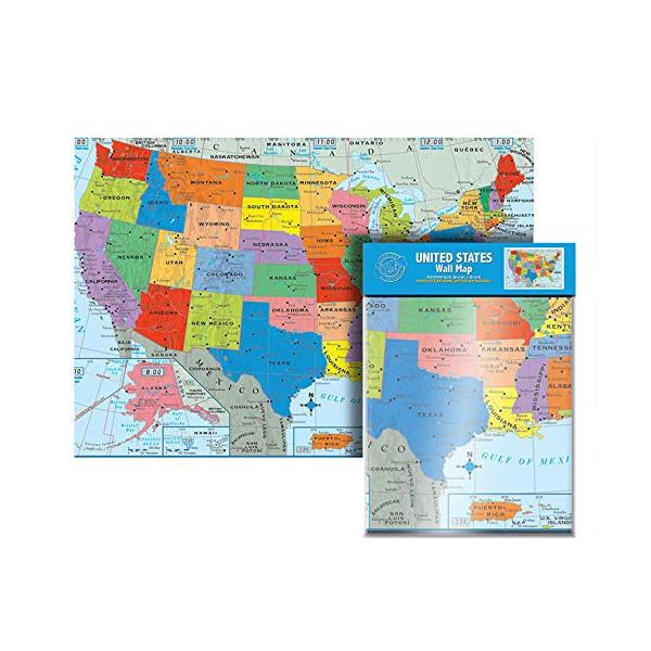 Bazic-Maps 究極のジャンボ米国壁マップ | 米国マップポスター - 米国50州 40インチ x 28インチ すべての主要都市を含む