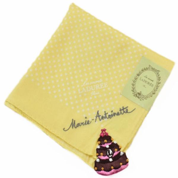 ハンカチ 1枚 ラデュレ レディース ブランド LADUREE イエロー 白 ドット カップケーキ プリント 女性 婦人