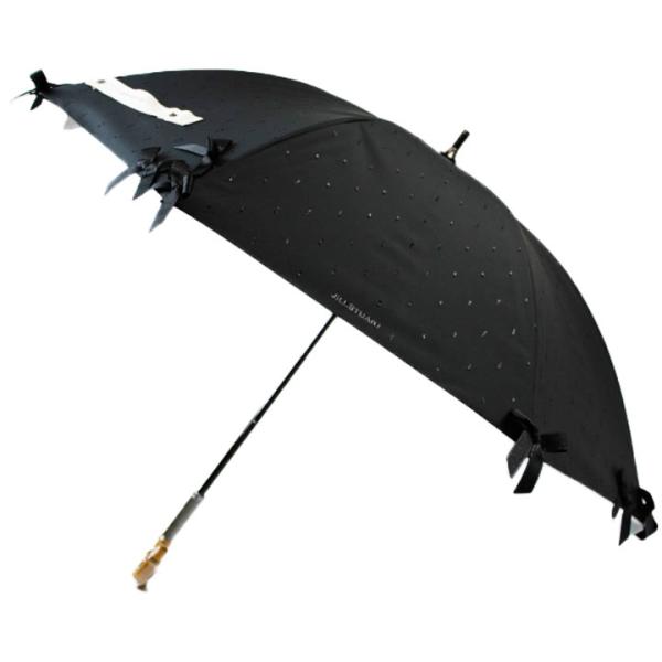ジルスチュアート 日傘 長傘 レディース ブランド ラメ リボン 刺繍 リボン コサージュ 黒 ブラック 50cm UV 晴雨兼用 遮光 遮熱 ギフト
