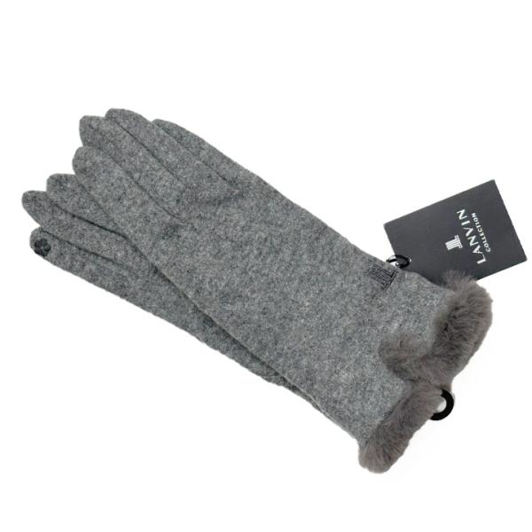 極美品 LANVIN グレー レッキスファーポンチョ ウール100％ ランバン ランバン コレクション ウール レキッスラビットファー ポンチョ