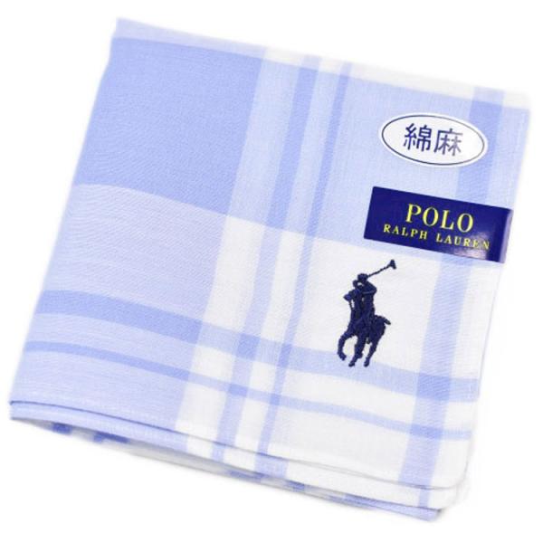 ポロ ラルフローレン ハンカチ 1枚 メンズ ブランド POLO Ralph Lauren チェック ブルー ホワイト ロゴ 刺繍 男性 紳士 父の日