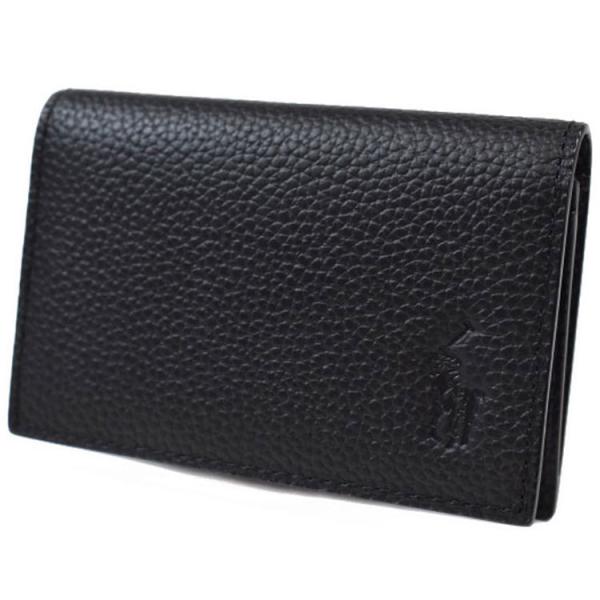 ポロラルフローレン　黒 牛革 名刺入れ 定期入れ　新品タグ付　日本製 POLO RALPH LAUREN 名刺入れ メンズ ポロ ラルフローレン カード