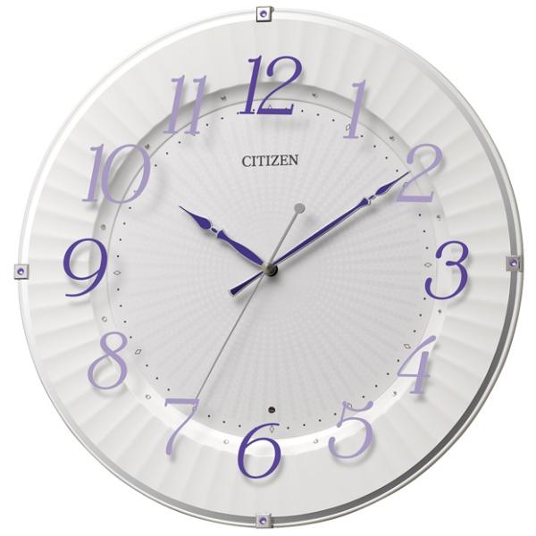 CITIZEN 掛時計 8MY537-012 ホワイト・パープル CITIZEN（シチズン） 8MY537-012 掛時計 電波時計 CITIZEN CLOCK