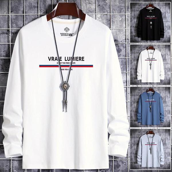 Tシャツ メンズ ロングTシャツ ロンT 長袖 メンズ 秋服 Tシャツ Vネック クルーネック カットソー トップス スリム アメカジ 秋