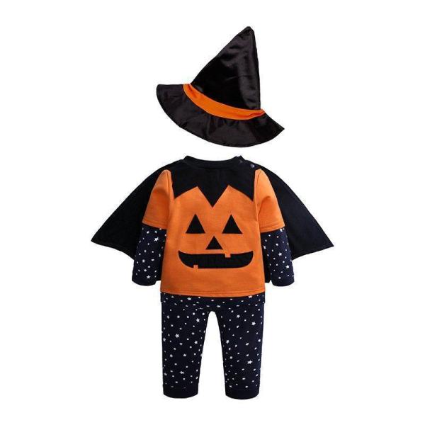 ベビーハロウィン かぼちゃコスチューム 子供用 コスプレ 4点セット 帽子 長袖 パンツ マント 仮装 学校 幼稚園 男の子 女の子 キッズ