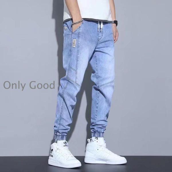 ジョガーパンツ メンズ デニムパンツ 体型カバー リブパンツ デニムパンツ ウエスト紐 スウェットデニム ジョガー 春