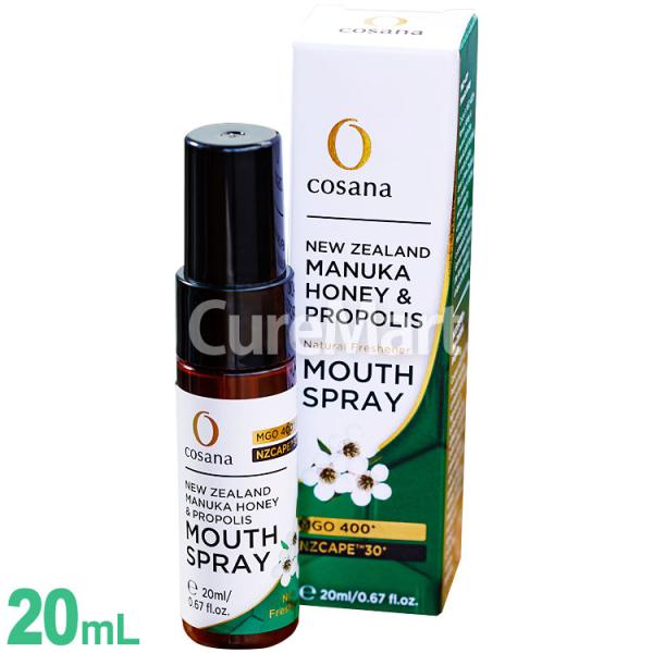 商品名：プロポリス入り マヌカハニーMGO400+ スプレー内容量：20mL原材料：はちみつ(ニュージーランド産)、エタノール、プロポリスエキス/甘味料(グリセリン)、増粘剤(キサンタンガム)、香料(ペパーミントオイル、スターアニスオイル、...